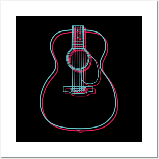 3D Concert Style Acoustic Guitar Body Outline Posters and Art